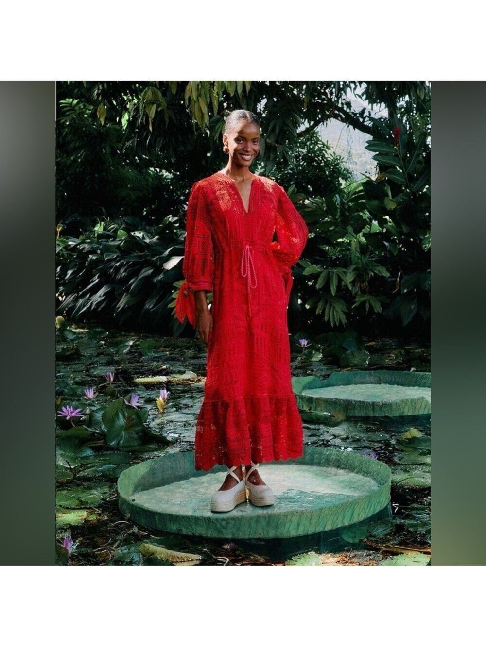 black morada boa guipure maxi dress FARM Rio RED Dress, RED / S Size:L (Waist 77-102 cm) DO NOT BLEACH Key Delivery Lady Black Tie -